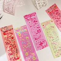 Korean Cute Cartoon Ribbon Bear Sticker Laser Waterproof Die-Cut Sticker Hand Account Diary Scrapbook Decorative Stickers