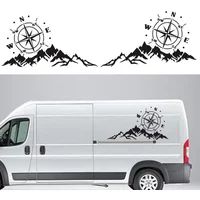 Car Sticker 2PCS Mountain Adventurers Compass Graphics Decoration Rv Camper Truck Door Waist Line Hood Vinyl Decal 56cm