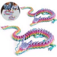 2Pcs 3D Printed Rotatable Articulated Dragon Model Colored Desktop Dragon Ornament Conjoined Dragon Ornaments Gift for Friend