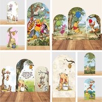 Winnie The Pooh Theme Baby Shower Arch Backdrop Covers Kid's Birthday Party Supplies Photography Background Wall Decoration