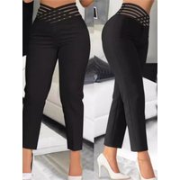 Women's Fashion Pants Casual Office Black White Skinny Ankle-Lenght Pants Female Sexy Hollow Out High Waist Pants Spring Summer image 4