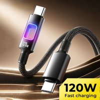 NEW RGB PD120W Type C to Type C Fast Charging Data Cord for MacBook iPad iPhone 16 17 Samsung Xiaomi Phones Quick Charge Wire