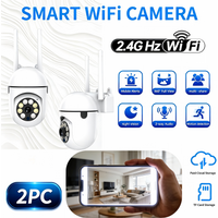 2er-Pack Intelligente WLAN-Sicherheitskamera, 360° ° PTZ-Wireless-Überwachungskamera mit Bewegungserkennung, Farbnachtsicht, Zwei-Wege-Audio, Fernüberwachungsfunktionen und Mehrgeräte-Sharing. Für