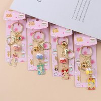 Creative Lucky Cat Keychain Simple Cute Maneki Neko Key Lanyard With Bell Fashion Amulet Backpack Pendant
