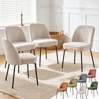 AINPECCA Linen Fabric Dining Chairs Set 2 High-Resilience Spring Cushion Ergonomic Curved Backrest for Comfortable Seati