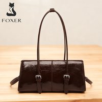 FOXER 2026 Spring New Women's Shoulder Bag Genuine Leather Retro Female Oversized Underarm Bag Versatile Large Capacity Handbag