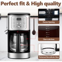 For Cuisinart and etc.Coffee Maker Replacement Glass Pot Accessories Black Coffee Pot Glass jug With Handle Drip Proof Spout