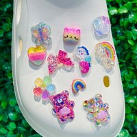 New Arrival 1-10pcs Cute Cat Bear Flower Resin Shoes Charmss Kids Heart Butterfly Sandals Shoes Buckle Decorations