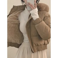 Faionable Thiened Autumn Winter ort Bread Sle Jaet Women's Chic Hooded Coat with Fur Collar Long Sve Warm Cotton...