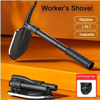 1PCS Durable Stainless Steel Tactical Folding Shovel Survival Shovel with Saw Pick and Camo Bag for Camping Outdoor Hiking