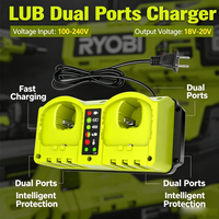 2 Port Rapid Fast Charger for Ryobi 18V-20V Battery –Replacement Charger for Ryobi Tools P120 P170 P180 P190 EU/US/UK/AU Plug