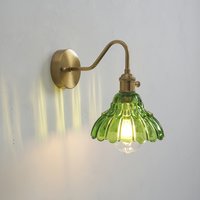 Japanese Retro Floral Glass Wall Lamps Modern Simple Bedroom Study Bedside Lamp for Led Mirror Light with Adjustable Wall Sconce