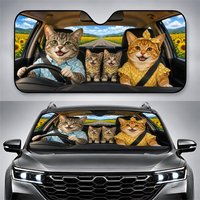 Animal C-Cat Sun Visor Car Windshield Sunshade UV Block Heat Insulation Cooling Easy Install Portable Foldable
