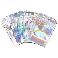 50pcs Self-Sealing Laser Small Plastic Bags for Jewelry Pouch with Clear Display Window Jewelry Packaging Gift Storage Bag