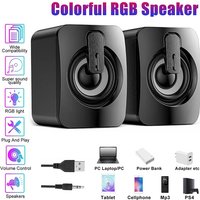 Mini Computer Speakers HiFi Stereo Microphone Audio PC Sound Box With 3.5mm Audio Cable LED Light For Desktop Computer PC Laptop