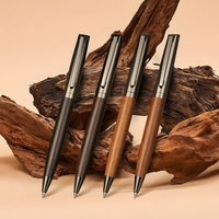 1 Set Premium Metal Ballpoint Pen with Wood Barrel for Smooth Writing Experience and High-End Design-Black Ink-Office-Send a box