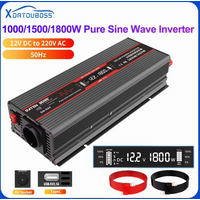 DATOU BOSS 1800W Pure Sine Wave Inverter DC12V AC220V-240V 50Hz with EU Socket Fans Type-C USB Car Inverter 1000W 1500W 1800W