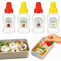 4Pcs 25ml Mini Squeeze Bottle Portable Plastic Seasoning Container for Tomato Sauce Office Travel