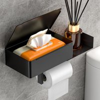 Wall mounted toilet paper holder with storage rack and wet wipe box - sturdy and durable, saving space for bathroom storage