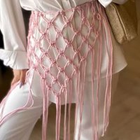 Fashion Bohemian Netted Fringe Waistband Decorative Tassel Ethnic Design Waist Wrap Handwoven Bikini Cover Up Versatile Styling