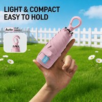 Compact Mini UV Umbrella, Windproof Ultra-Light Pocket Travel Umbrella with Ring Clip, Sun & Rain Protection, 6-Rib Design