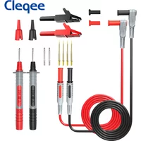 Cleqee P1300B 14PCS Multimeter Test Leads Kit Test Probes Set with Replaceable Gilded Tips Sheathed 4mm Banana Plug 1000V