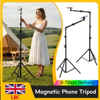 Magnetic Horizontal Overhead Phone Tripod Extend To 210cm Adjustable Floor Tripod Stand for Filming Video Recording Live Stream