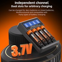 PHOMAX Lithium-Batterie 18650 3,7 V 2500 mWh mit Smart 18650 Ladegerät 4 Slots wiederaufladbare Batterien für Taschenlampe Scheinwerfer Spielzeug DIY