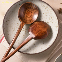 1Pcs Long Handle Ramen Wooden Spoon Japanese Kitchen Cooking Tableware Soup Teaspoon Catering Tablespoons Home Large Soup Ladle