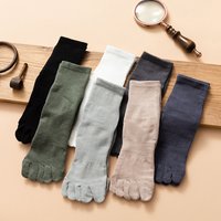Organic Cotton Five Finger Socks For Men Boy Solid Compression Knit Warm Fitness Sport Travel Socks With Toes Sokken Brand Sox
