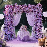 5D Luxuy Purple Series Roses Cherry Hydrangea Wedding Backdrop Arch Sign Flower Floral Row Flowers Ball Welcome Event party Prop