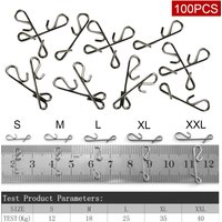 100pcs Fast Fishing Swivel Snap Clips Stainless Steel Swivels Snap Size S-XXL Stainless Steel Snap Fishhook Lure Fishing Tackle