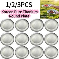 1/2/3PCS-20cm Korean Pure Titanium Round Plate Lightweight Integrated Molding Dinner Plate Smooth Round Edge Multipurpose Plate