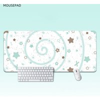 Leather PU Desk Pad Protector Fashion Mint Green Star Stripe Y2K Mouse Pad Office Desk Mat Waterproof Non-Slip Desk Blotter Pad