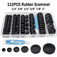 110pcs 6 Sizes Rubber Grommet Kit Double Sided Closed Round Hole Plug Set Drill Hole for Holes Firewall Wire Grommets Gasket Set