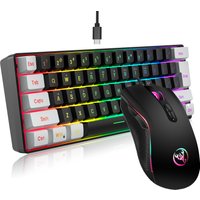 New 61keys Wired White Black Keyboard RGB Gaming Mouse Office Kit Backlight Keyboard and Mouse Combos for PUBG Gamer