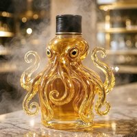 Unique Octopus Whiskey Bottle, Handmade Glass Liquor Decanter,Bar Accessories Wine Container,Perfect Gift & Collectible Ornament
