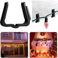 10 Pc Light Clips Gutter Hooks Christmas Lights Icicle LED New Year Decoration Plastic 1 5/8 Inch Fascia