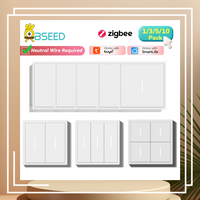 BSEED Zigbee Click Light Switches Series Smart Mechanical Large Button Switch 1/2/3/4Gang Zigbee Switches Wall Smart TUYA White