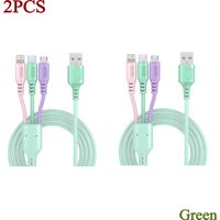 Green 1-3PCS 3 in 1 USB Charge Cable 5A 120W for Huawei/Honor Portable Micro USB TypeC Cable Charging Cable For iPhone 14 Samsun