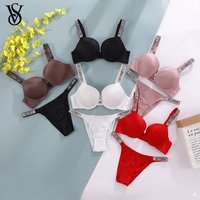 Damen-Dessous-Set, sexy, atmungsaktiv, weich, vielseitig, formgebend, V-förmiger sexy Dessous-BH und Höschen-Set, Push-Up, klassisch