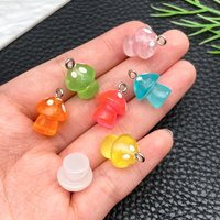 5/10 pcs Glow in the Dark Mushroom Charms, Realistic 3D Colorful Mini Mushroom Pendants with Pins for DIY Jewelry & Anti-Dust Pl