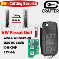 Crafters 1J0959753N/CT/DA/AH 434MHz ID48 puce rabattable clé à distance pour VW VolkSwagen Caddy Passat Golf Polo 1K0959753N/G coupe de clé