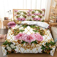 3pcs Luxurious Baroque Modern Art Geometric Floral Patterns Duvet Cover Bedding Set - Included 1*Duvet Cover + 2*Pillowcase