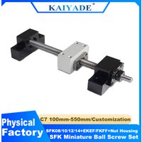 C7 SFK0801 SKF1002 8mm 10mm 12mm 14mm Mini-Kugelgewindesatz für 3D DIY Drucker EKEF FKFF 100mm 550mm mit Muttergehäuse und Endstütze