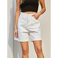 GUUZYUVIZ-Women's High Waist Denim Shorts, Oversized Casual Jeans, White Wide Leg Short Pants, Spring 2022