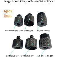 Magic Hand Screw Set of 6pcs 5/8 Male to 1/4 3/8 Female Microphone Rocker Arm Bracket Conversion Screws Photography Accessories