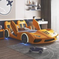 Children's car bed boys and girls 1.5 creative solid wood cartoon with guardrail single bed with storage storage leather bed