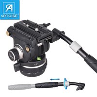 ARTCISE Hydraulic Fluid Video Head 360° Panoramic with Q.R.Plate Angle Adjustable for Tripod Monopod Video Photography Camera