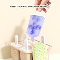 6 Cavity Silicone Ice Cream Mold With Sticks Homemade Dessert Freezer Fruit Juice Cube Maker Mold Easy Release Ice Cream Mould
